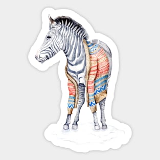 Winter Zebra in Sweater Sticker